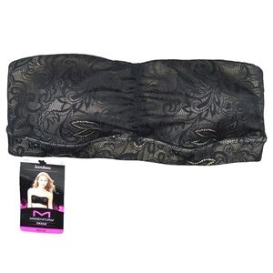 Maidenform Dream Bandeau Bra 40974 Black Lace Over Nude, Size 32